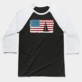 American Flag Sailing Cute Boating Baseball T-Shirt